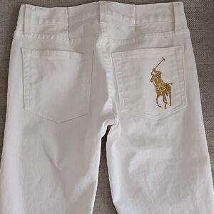Ralph Lauren White Jeans with Gold Embroidery